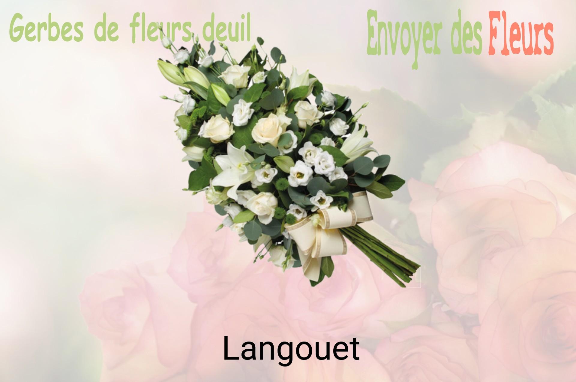 Gerbe de fleurs de deuil livrée à Langouet